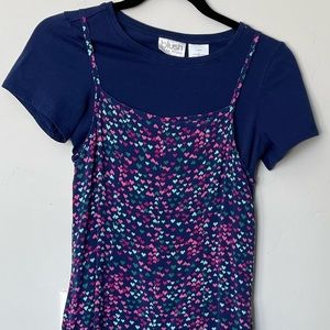 BLUSH NAVY BLUE HEART JUMPSUIT, Size XL 14/16